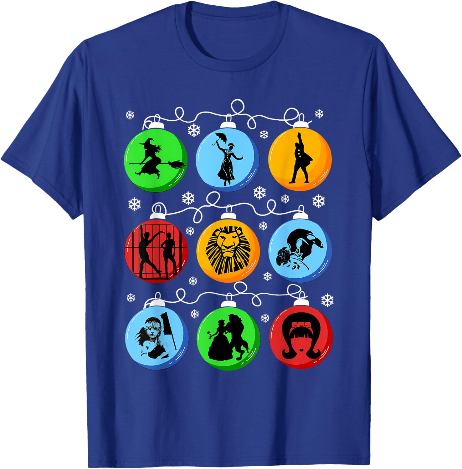 Broadways Christmas Bulbs Ornament lights Xmas Gift T-Shirt - T-Shirt | Royal