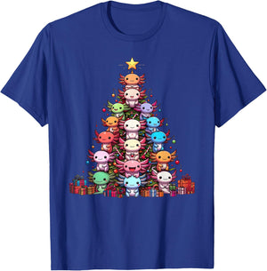 Axolotl Cute Christmas Tree Men Kids , Black, S T-Shirt - T-Shirt | Royal