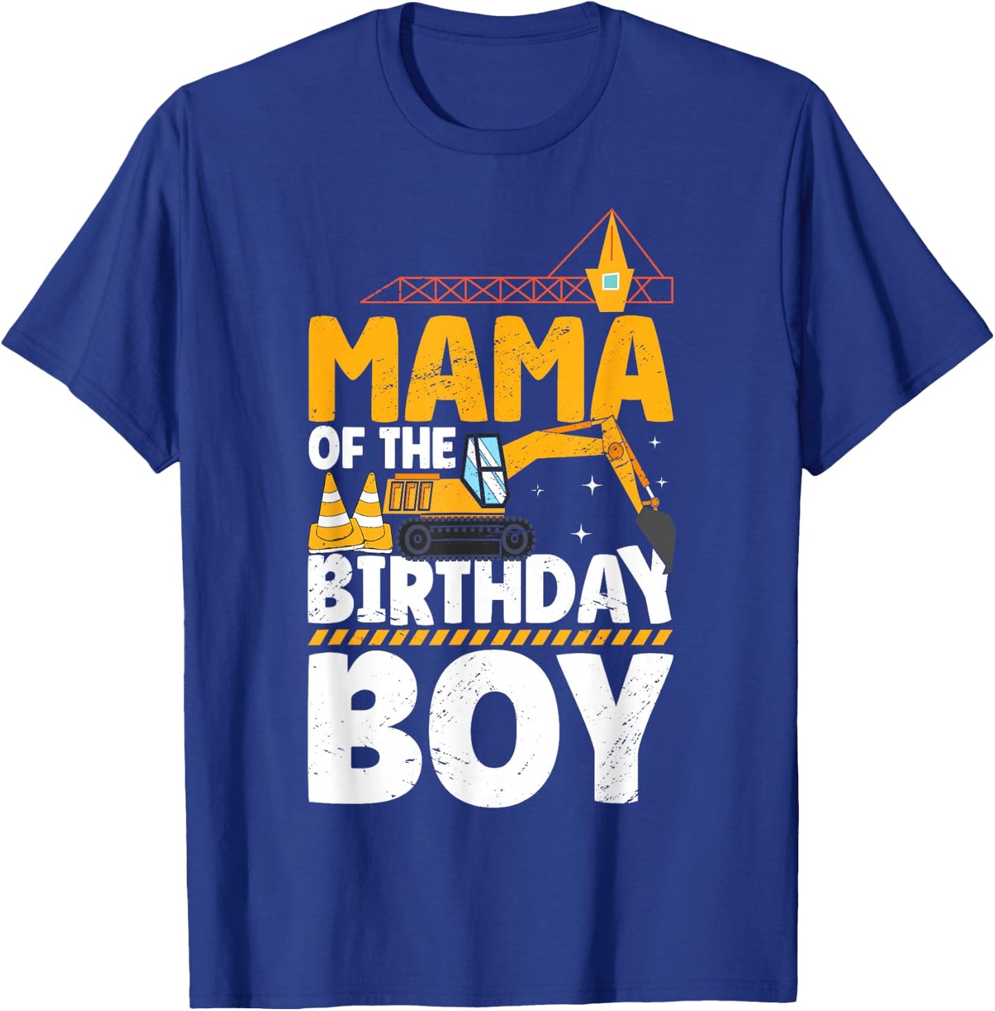 Mom Of The Birthday Boy Construction Theme Party Matching T-Shirt - T-Shirt | Royal