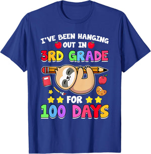 100th Day Of School Sloth Shirt 3rd Grade 100 Days School T-Shirt - T-Shirt | Royal