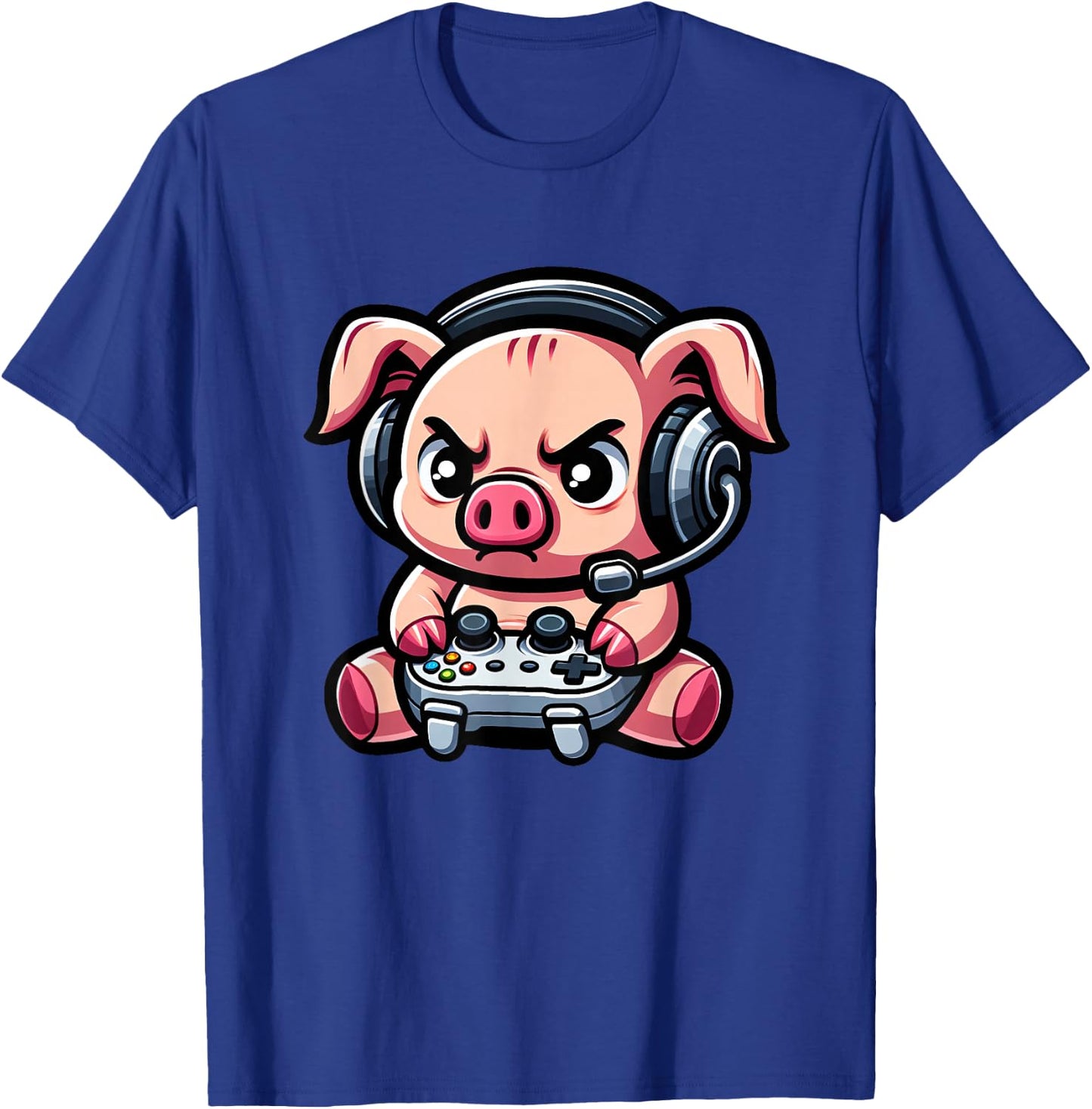 Cute Pig Funny Gamer Video Games Boys Girls Kids T-Shirt - T-Shirt | Royal