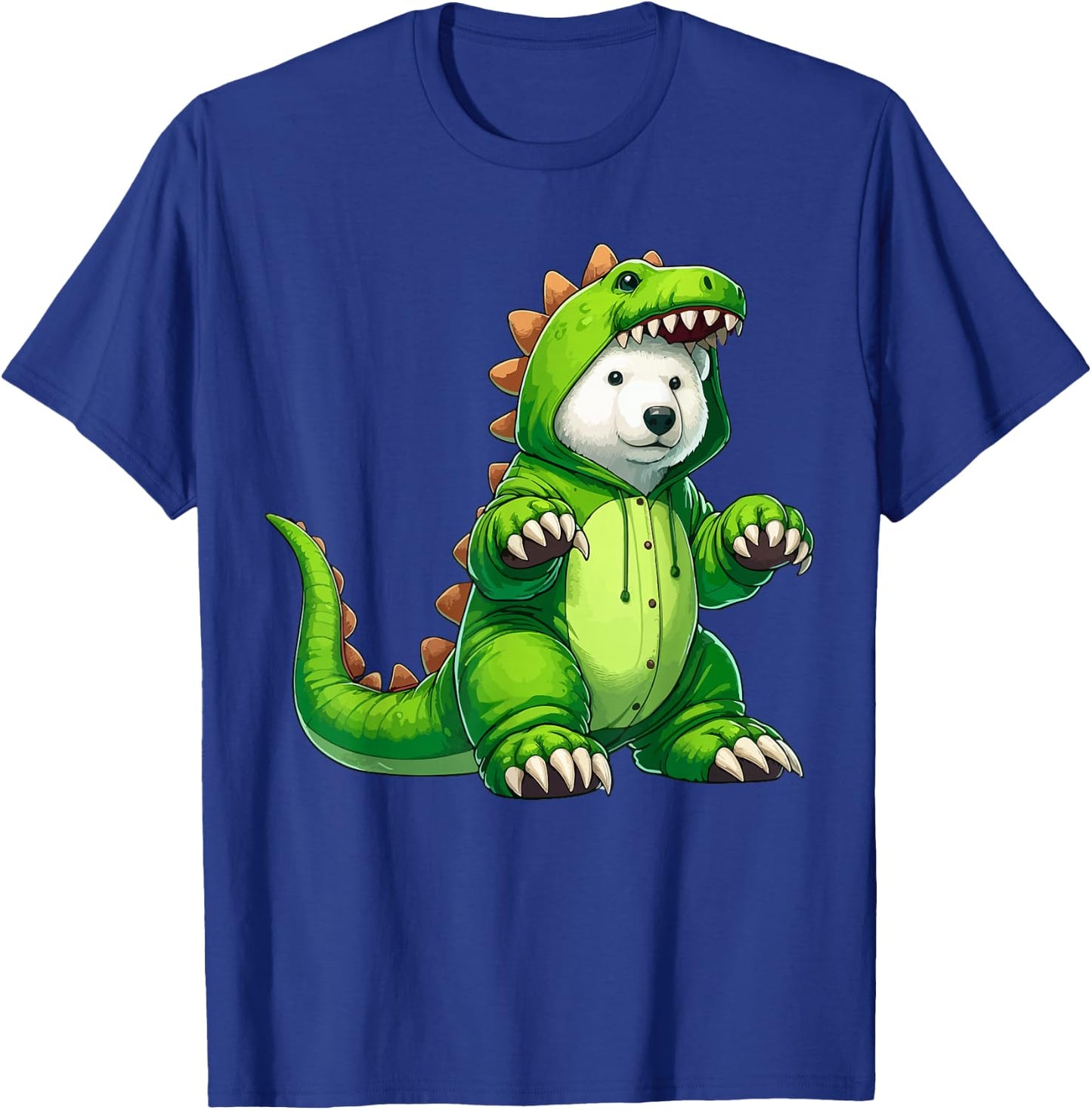 Polar Bear Wearing Dinosaur Costume Halloween Cosplay T-Rex T-Shirt - T-Shirt | Royal