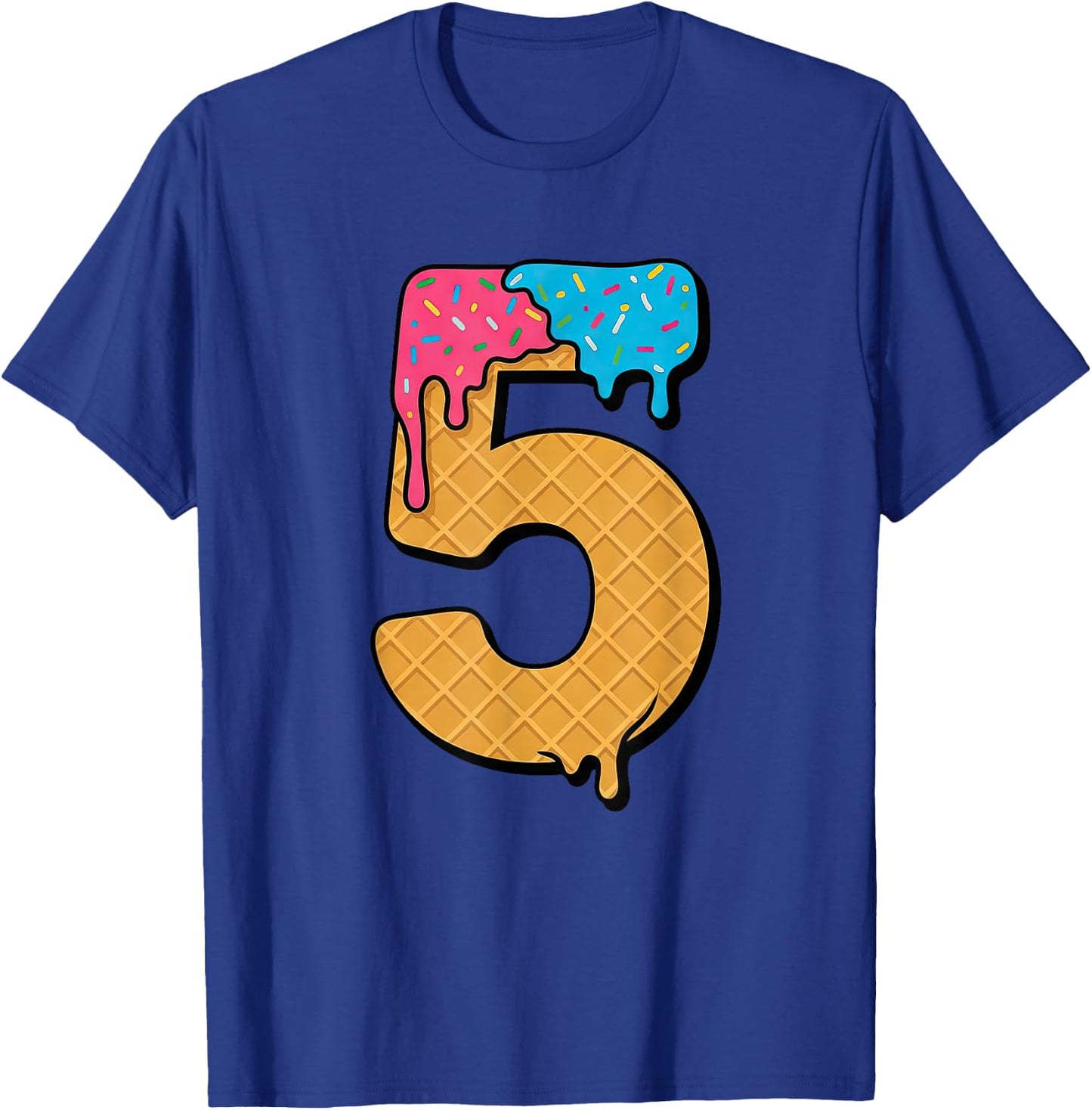 5th Birthday Ice-Cream Drip Five 5 Year Old Bday Boys Girls T-Shirt - T-Shirt | Royal