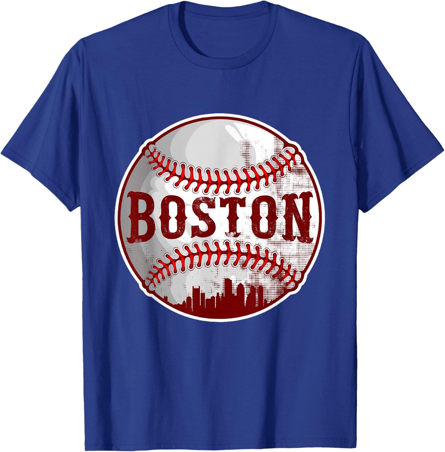 Boston Cityscape Funny Baseball Lover Men Women Kids T-Shirt - T-Shirt | Royal