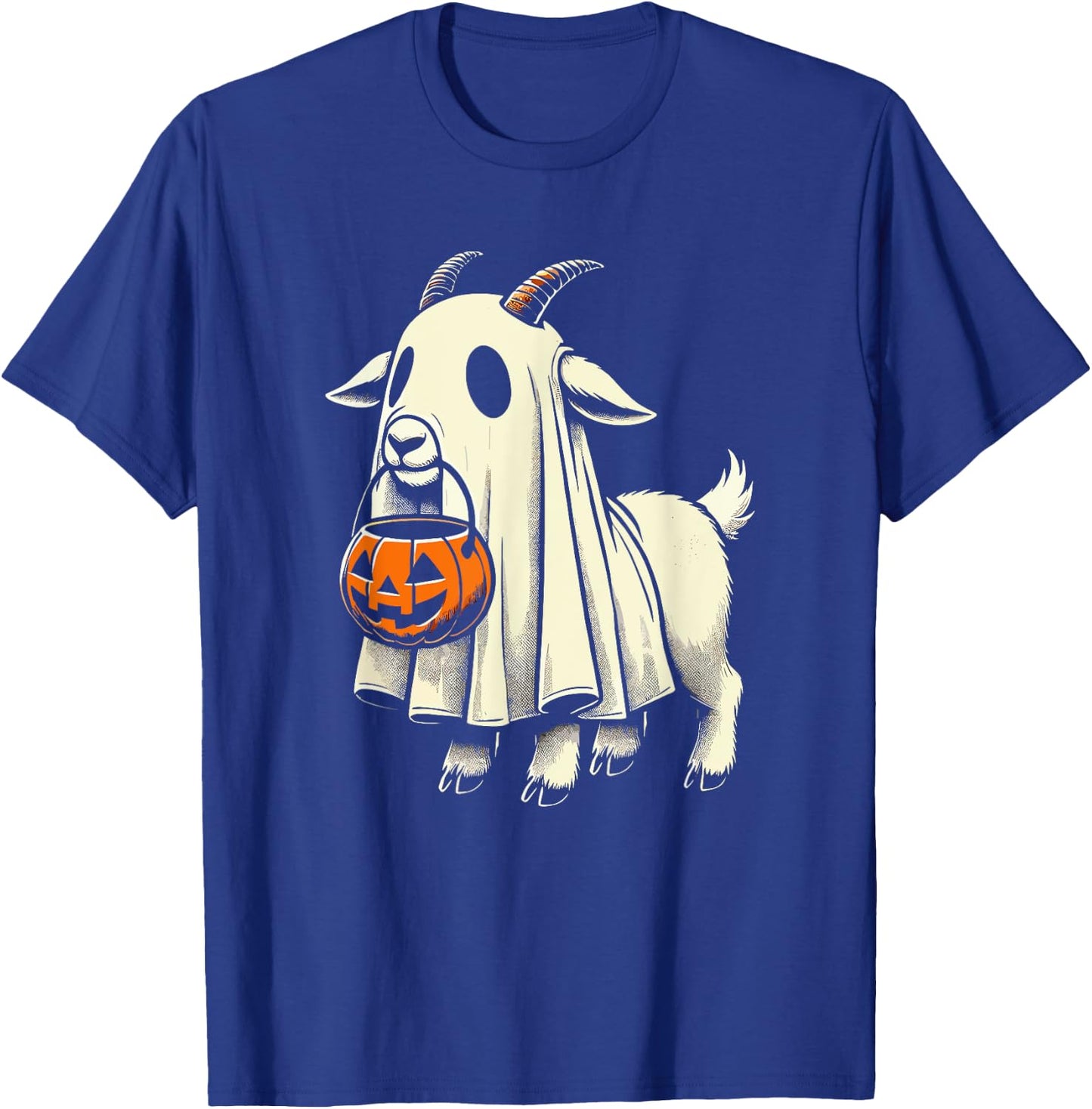 Cute Goat Ghost Pun Meme Trick or Treat Funny Halloween T-Shirt - T-Shirt | Royal