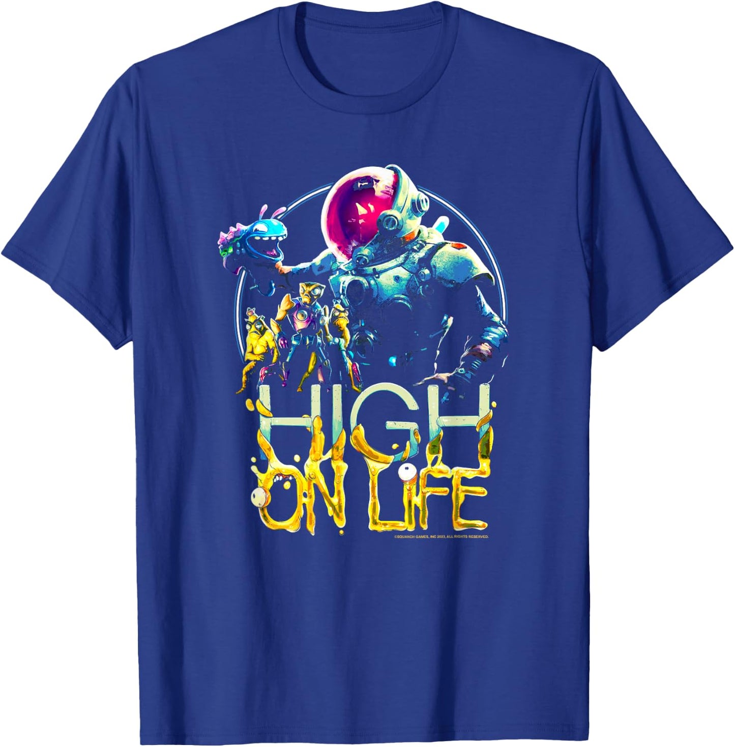 High on Life Kenny Smiling Vintage Group Shot Poster T-Shirt - T-Shirt | Royal