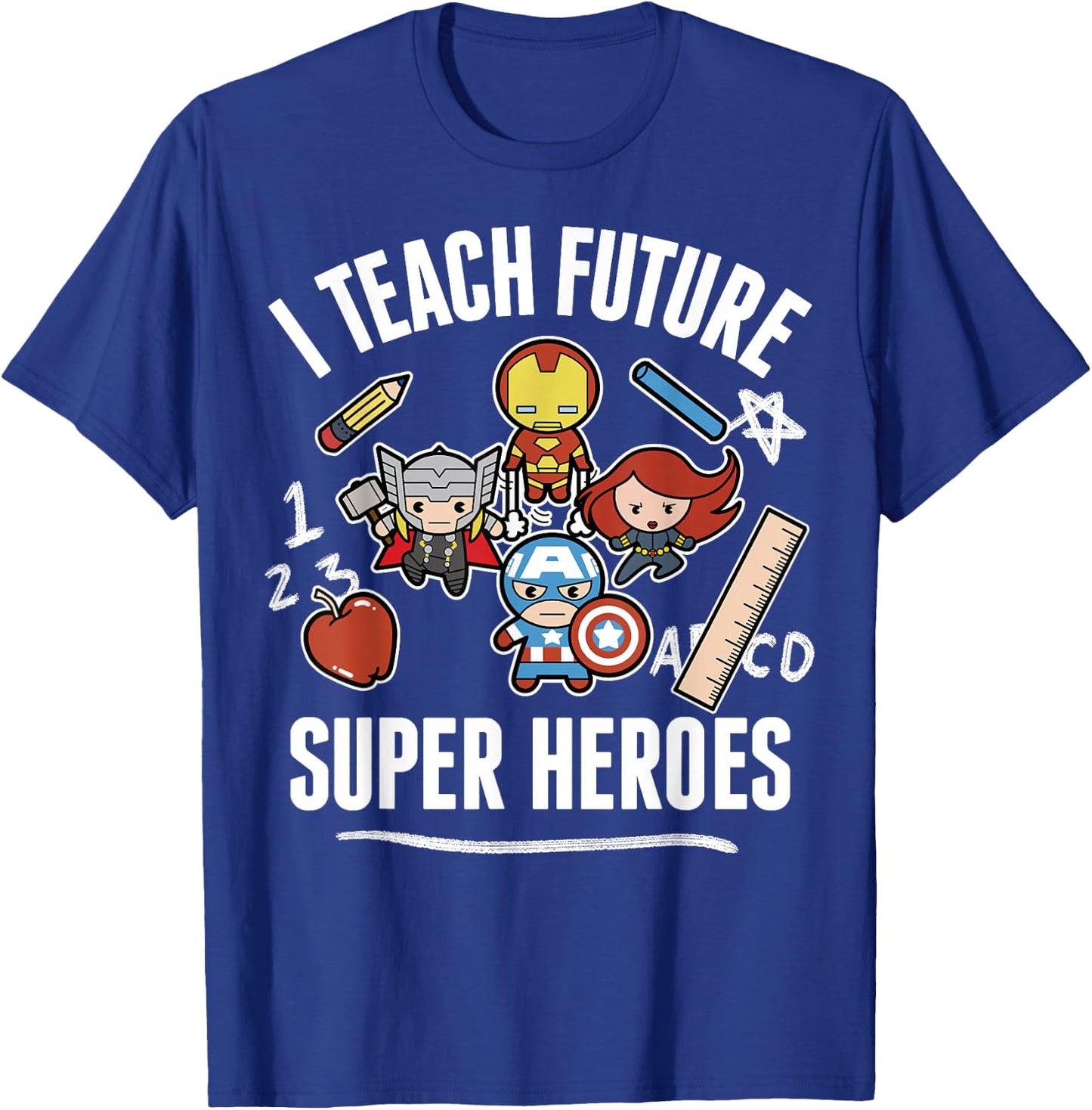 Marvel Avengers Classic I Teach Super Heroes Graphic T-Shirt - T-Shirt | Royal
