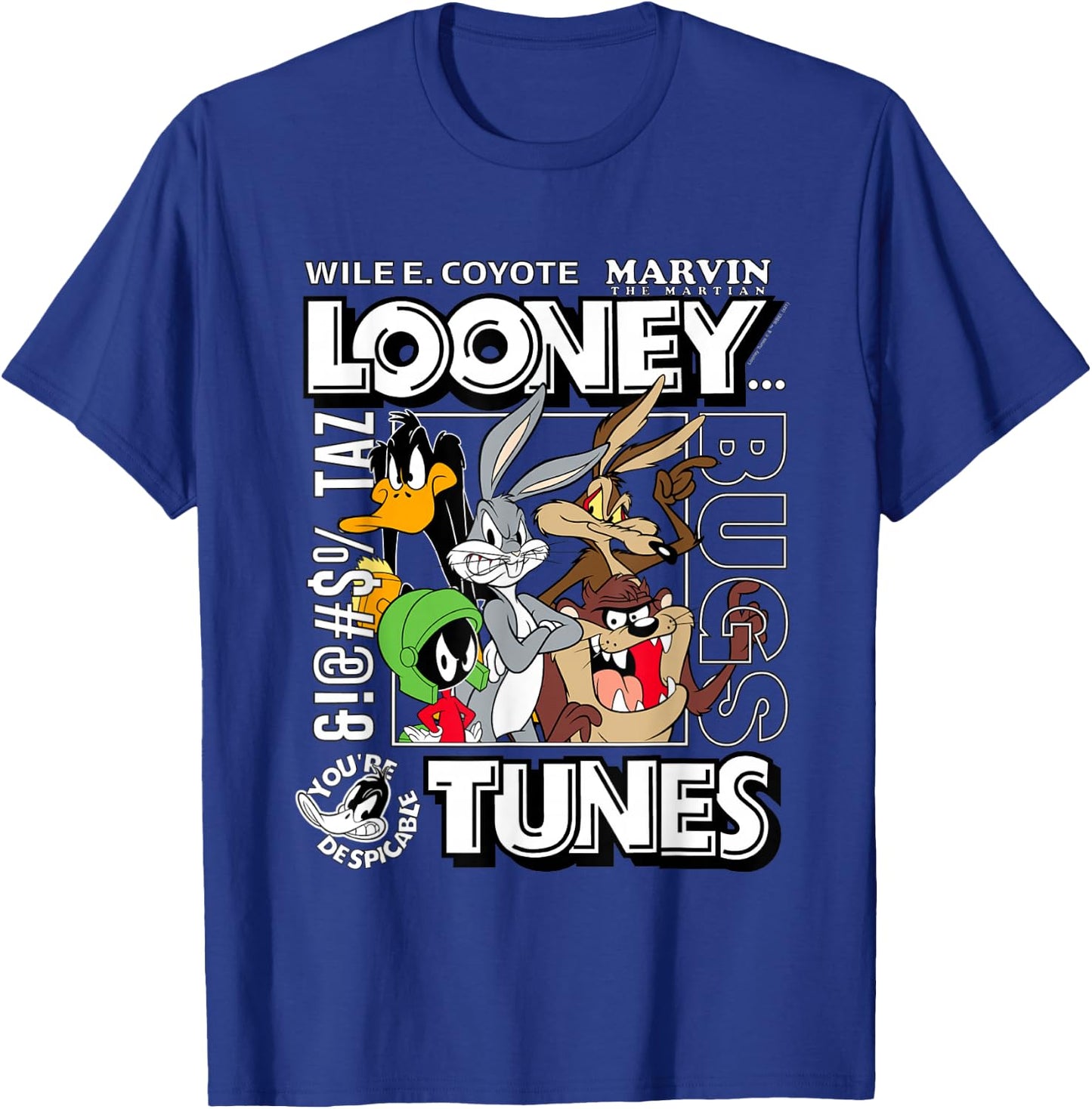 Looney Tunes Wiley, Bugs, Taz, Marvin The Martian T-Shirt - T-Shirt | Royal