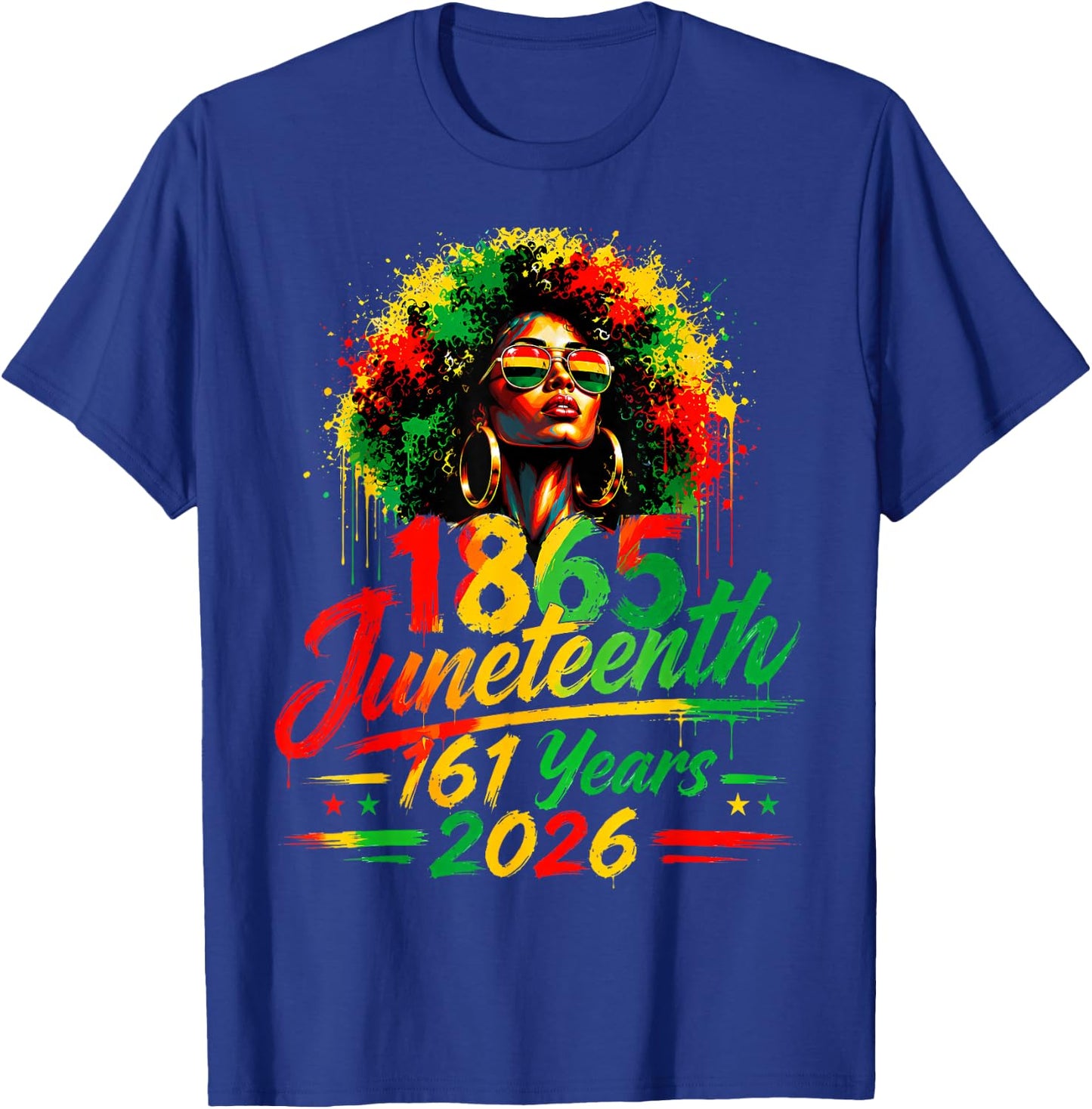 1865 Juneteenth 161 Years Black Woman Juneteenth African T-Shirt - T-Shirt | Royal