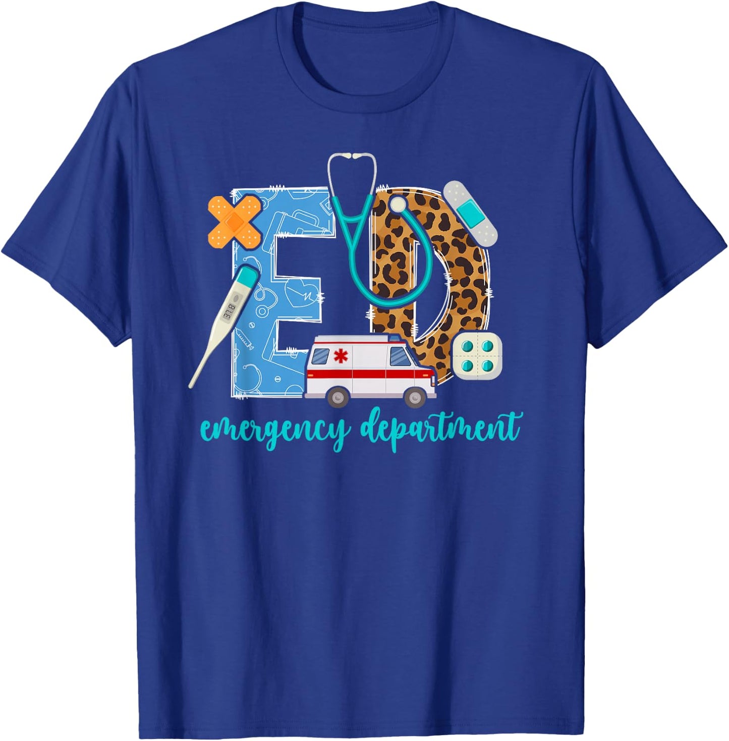 ED Emergency Department Leopard ER Emergency Room T-Shirt - T-Shirt | Royal