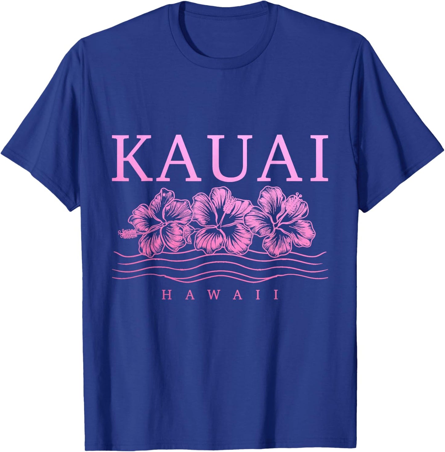 Kauai Hawaii Hawaiian Hibiscus Flowers Surfer Souvenir T-Shirt - T-Shirt | Royal
