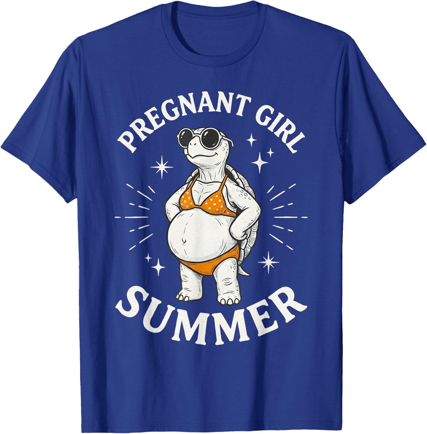 Funny Pregnant Girl Summer Cute Turtle Pregnancy Beach Vibes T-Shirt - T-Shirt | Royal