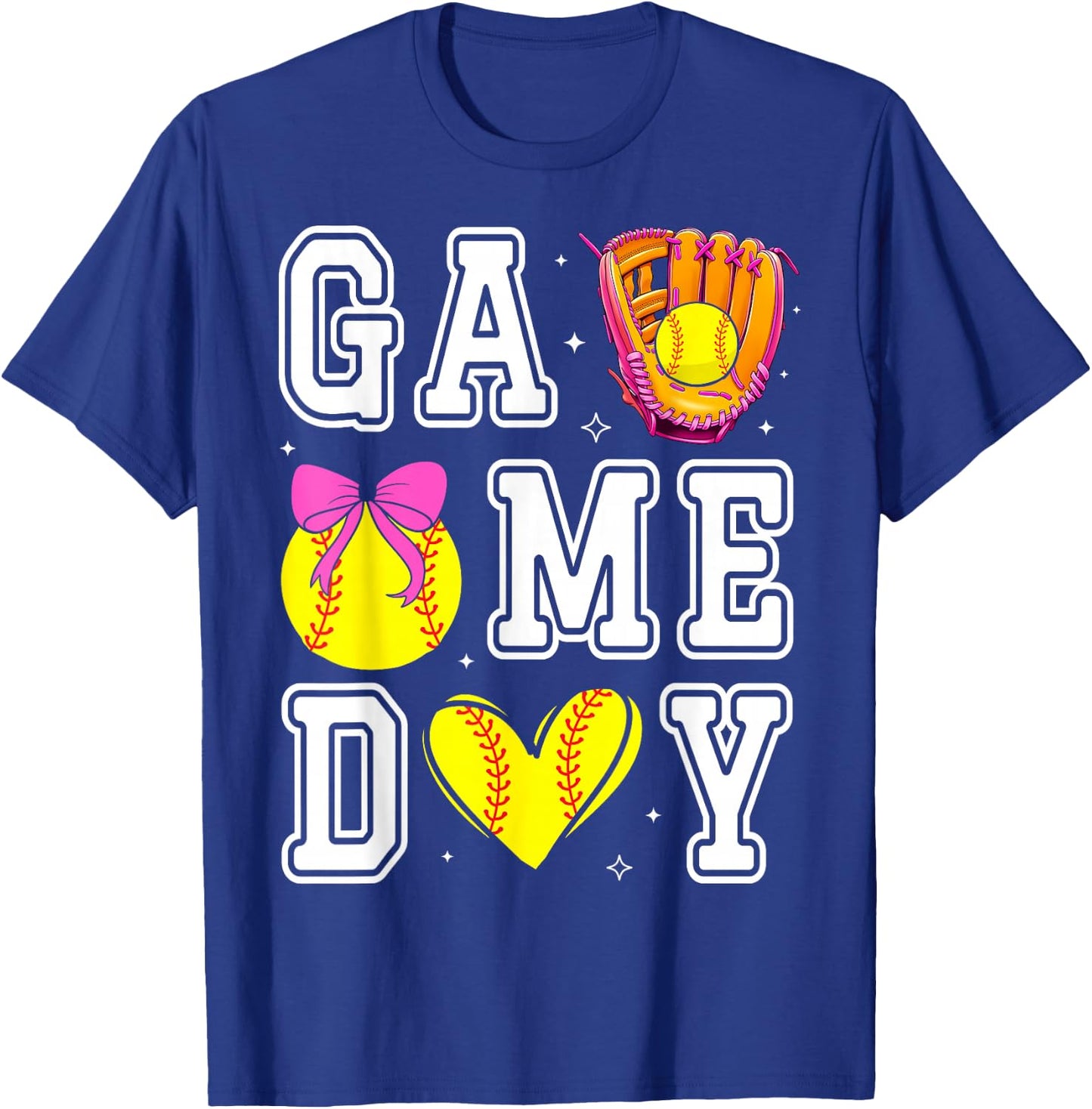 Softball Coquette Bow Softball Mom Game Day Softball Mama T-Shirt - T-Shirt | Royal