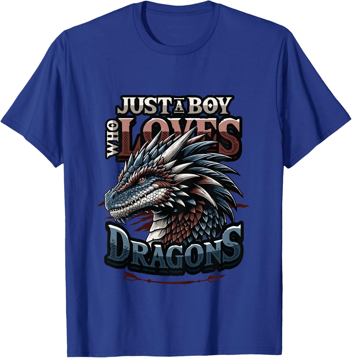 Kids Just A Boy Who Loves Dragons - Boys Dragon T-Shirt - T-Shirt | Royal