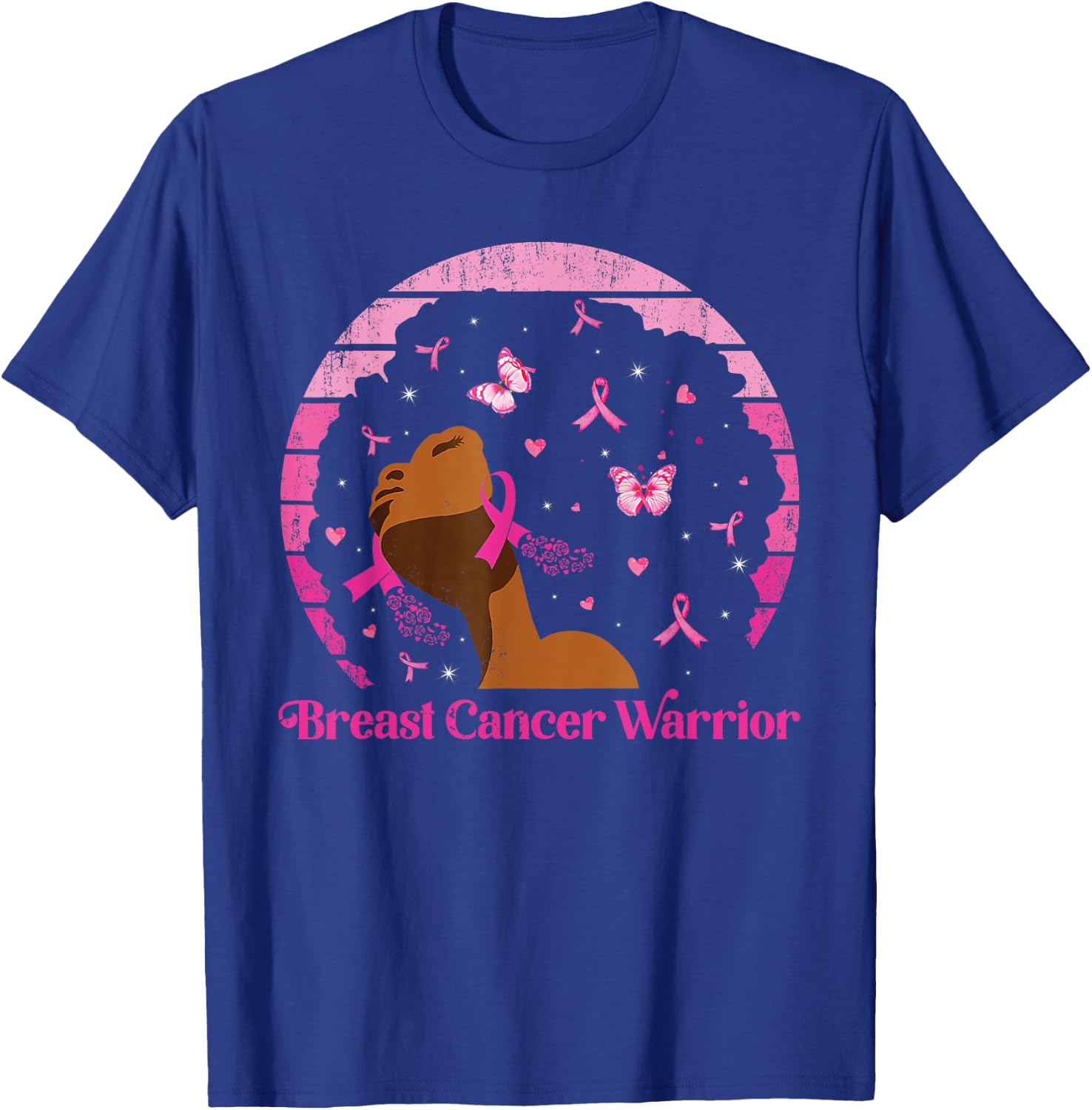 Breast Cancer Warrior Pink Ribbon Queen Fighter Black Women T-Shirt - T-Shirt | Royal