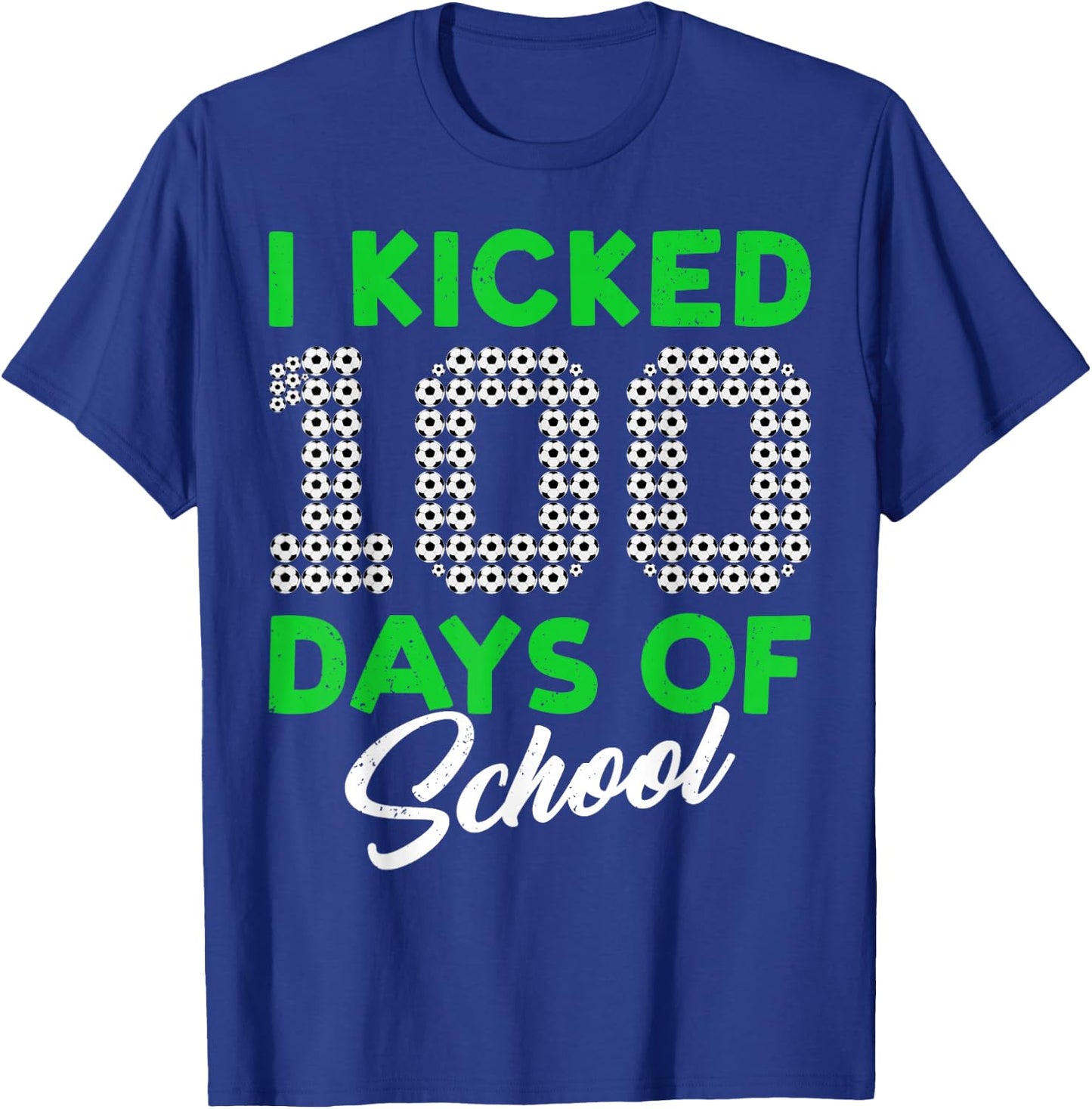 100 Days Of School Soccer 100th Day Of School For Boys Kids T-Shirt - T-Shirt | Royal