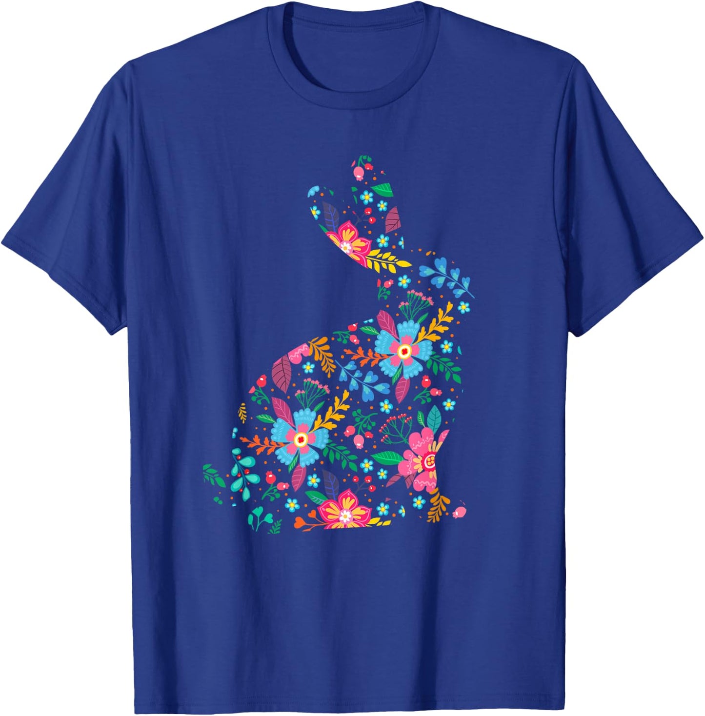 Floral Easter Women Girls Easter Bunny Spring Flowers Rabbit T-Shirt - T-Shirt | Royal