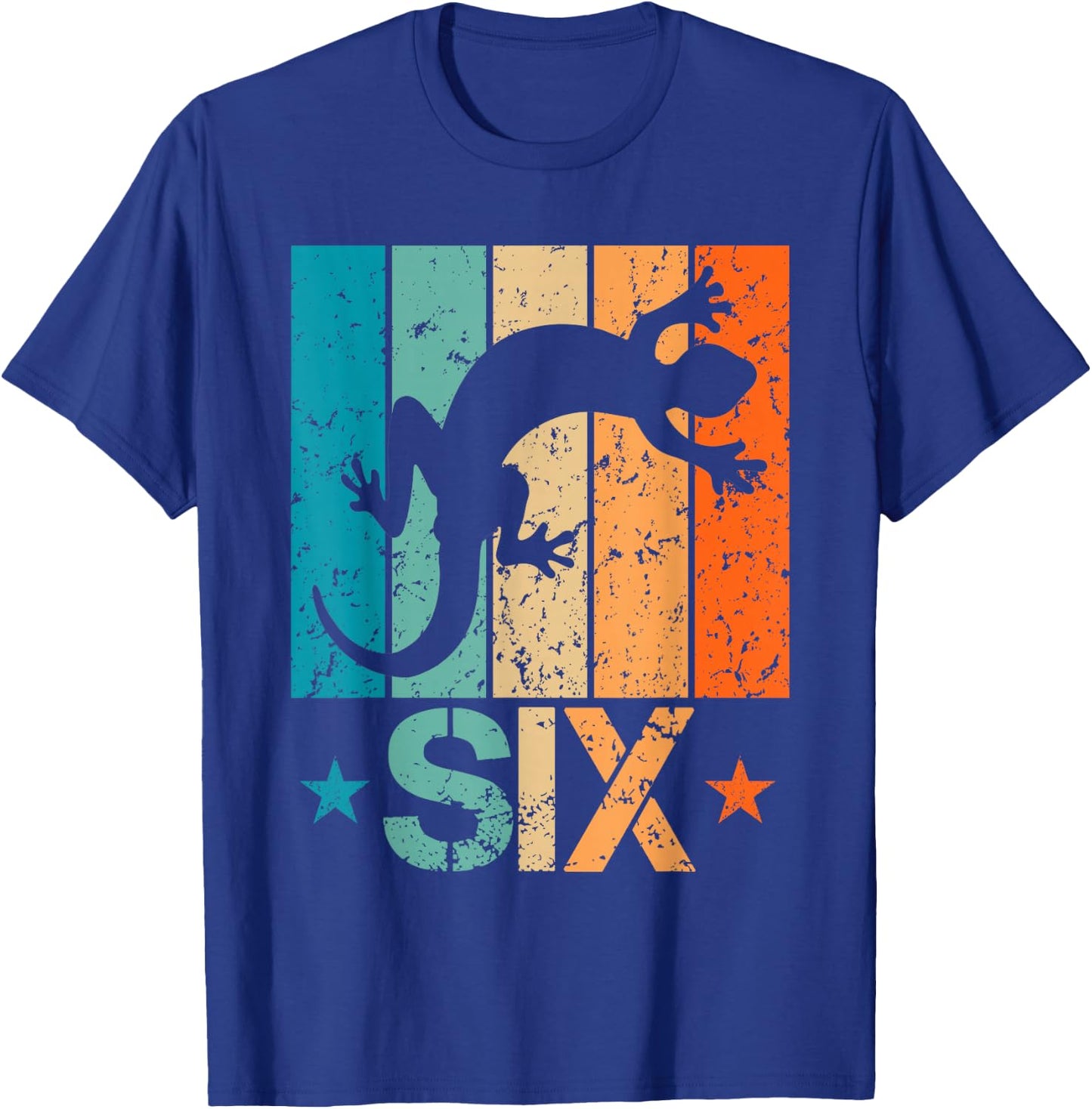6th Lizard Birthday 6 Year Old 6yr Boy Girl Birthday Reptile T-Shirt - T-Shirt | Royal