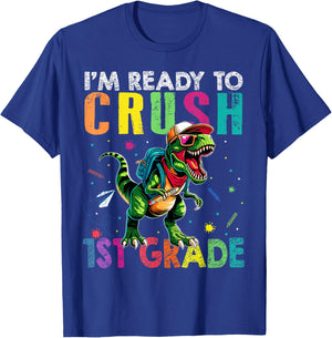 I'm Ready To Crush 1st Grade Back to School T Rex Kids Boys T-Shirt - T-Shirt | Royal