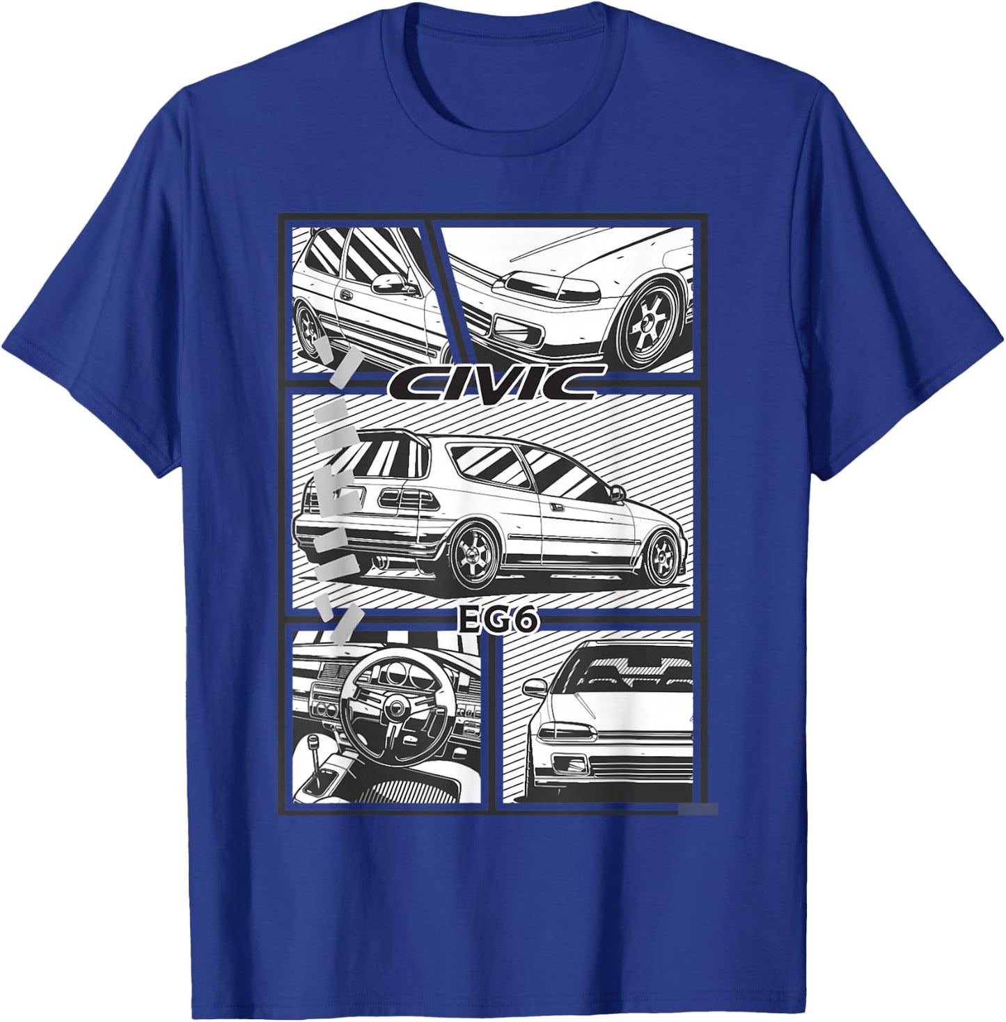 Civic Eg 6 Japanese Car , black T-Shirt - T-Shirt | Royal