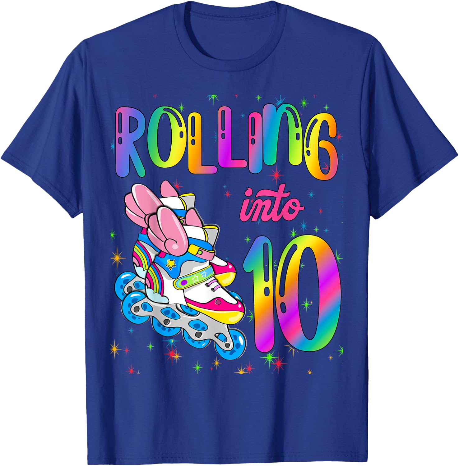 Rolling Into 10 years Let's Roll I'm Turning 10 Roller Skate T-Shirt - T-Shirt | Royal