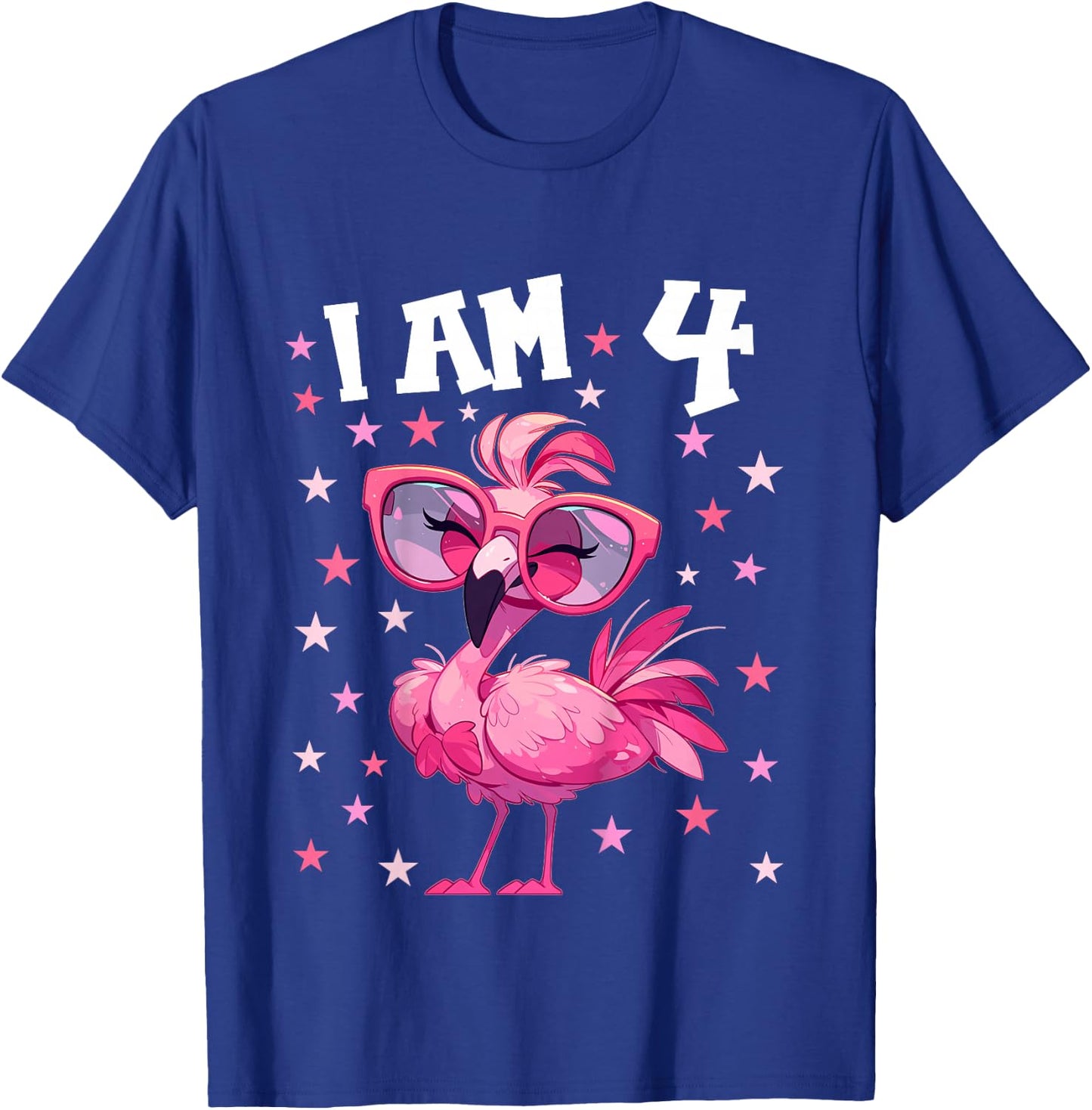 Kids 4 Years old 4th birthday Flamingos Boy Girl Flamingo T-Shirt - T-Shirt | Royal