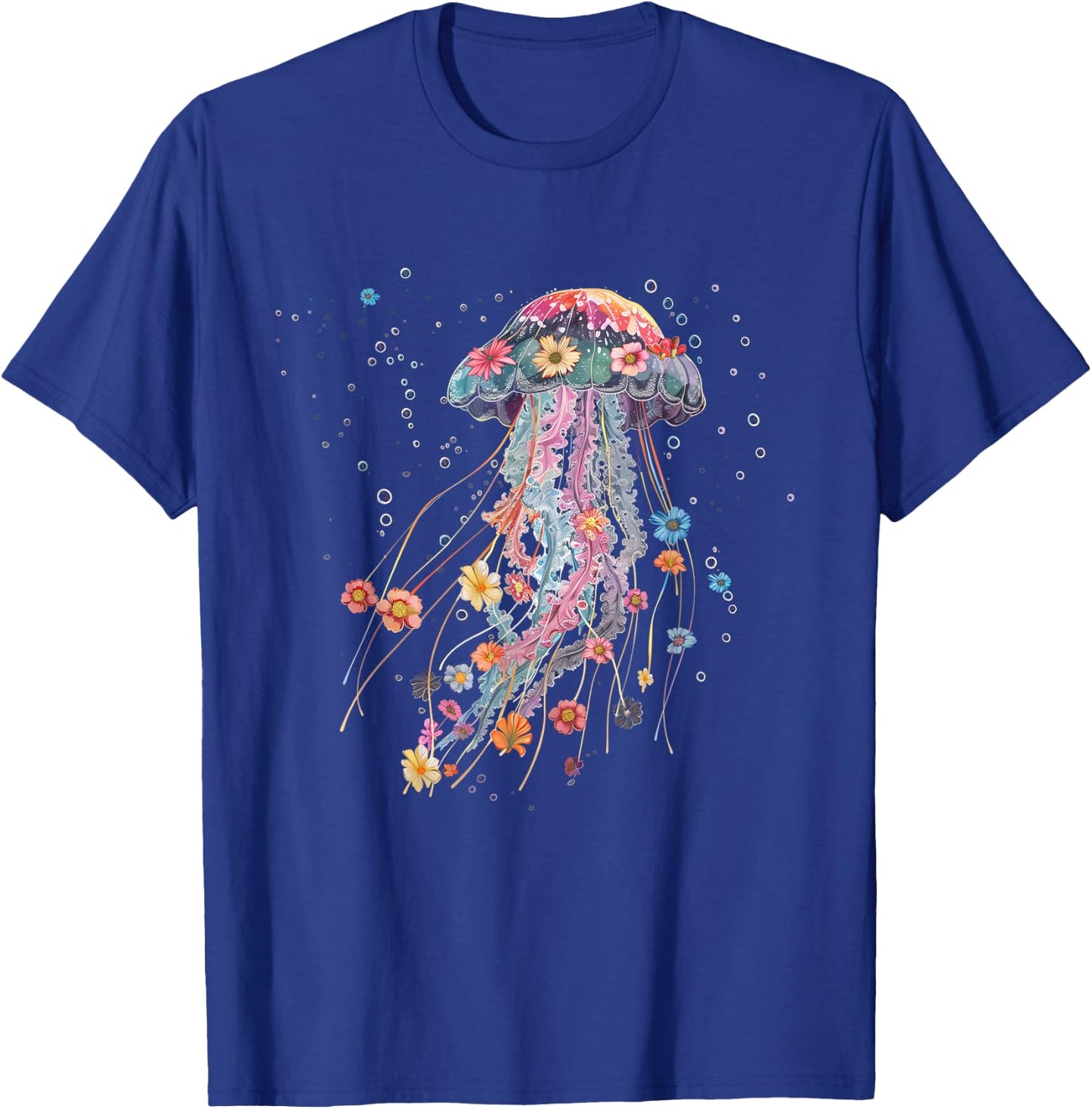 Jellyfish Flowers Vintage Floral Scuba Diving Surf T-Shirt - T-Shirt | Royal