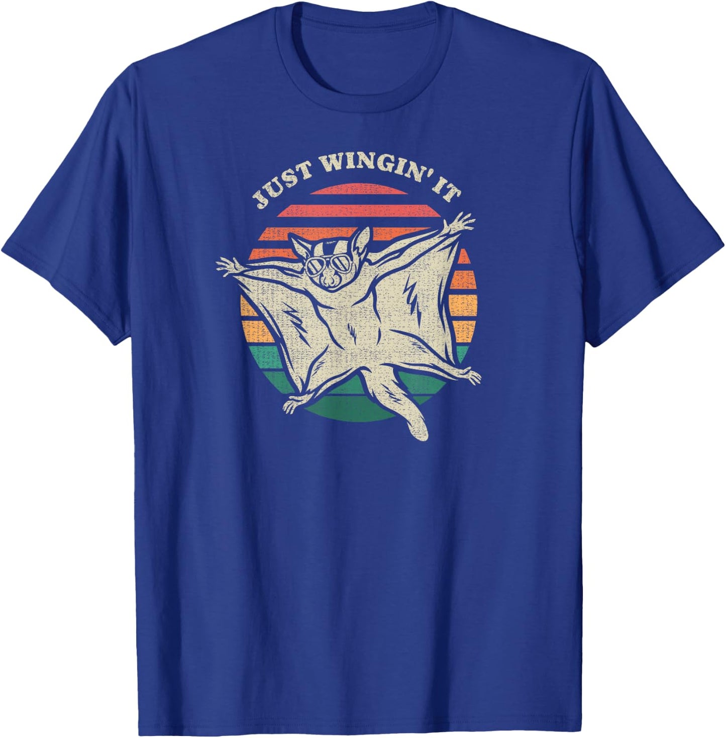 Funny Sugar Glider Just Wingin' It Animal Lover Retro 70s T-Shirt - T-Shirt | Royal