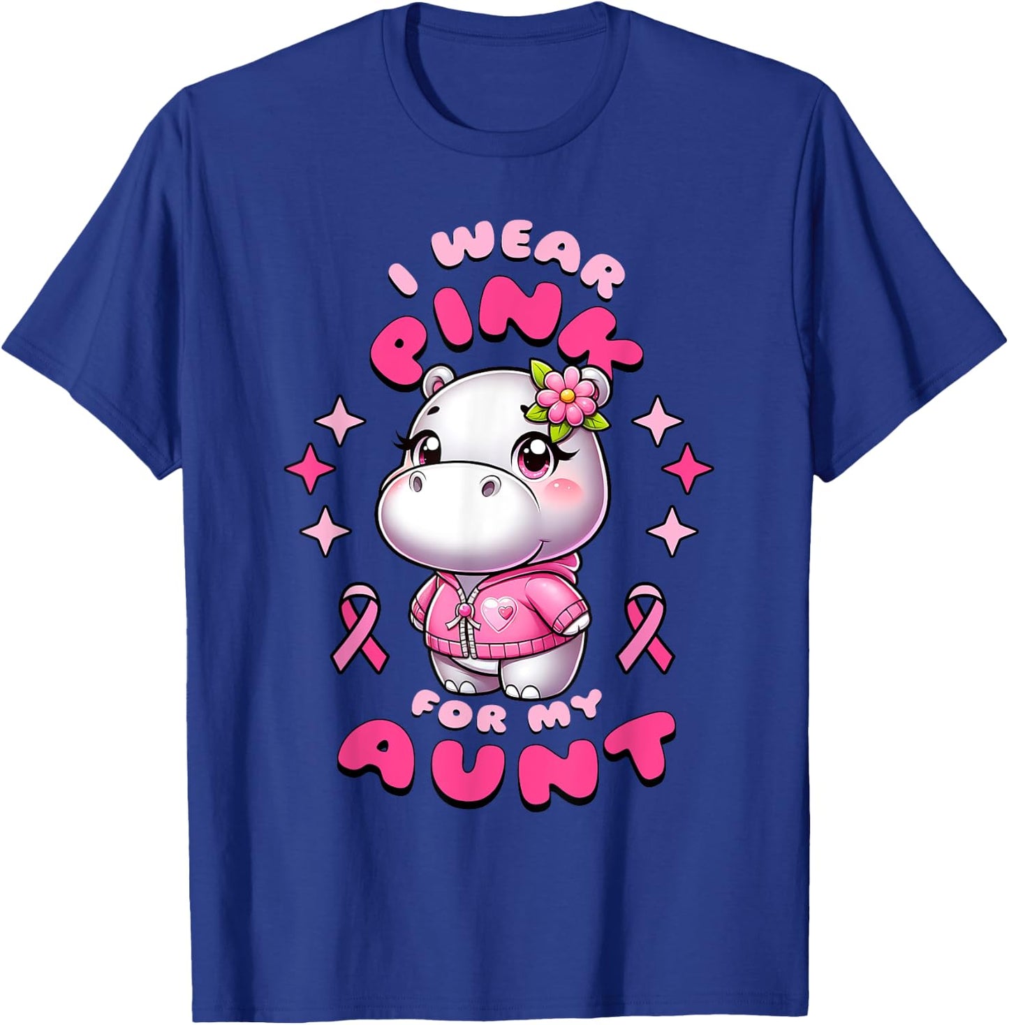 I Wear Pink For My Aunt Hippopotamus In October We Wear Pink T-Shirt - T-Shirt | Royal