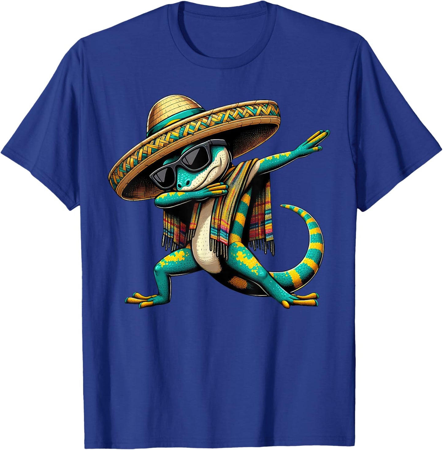 Dabbing Lizard Sombrero Poncho Cinco De Mayo Mexican Funny T-Shirt - T-Shirt | Royal
