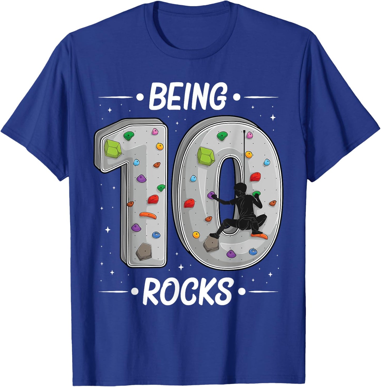 10 year old rock climbing 10th birthday Adventures Climber T-Shirt - T-Shirt | Royal