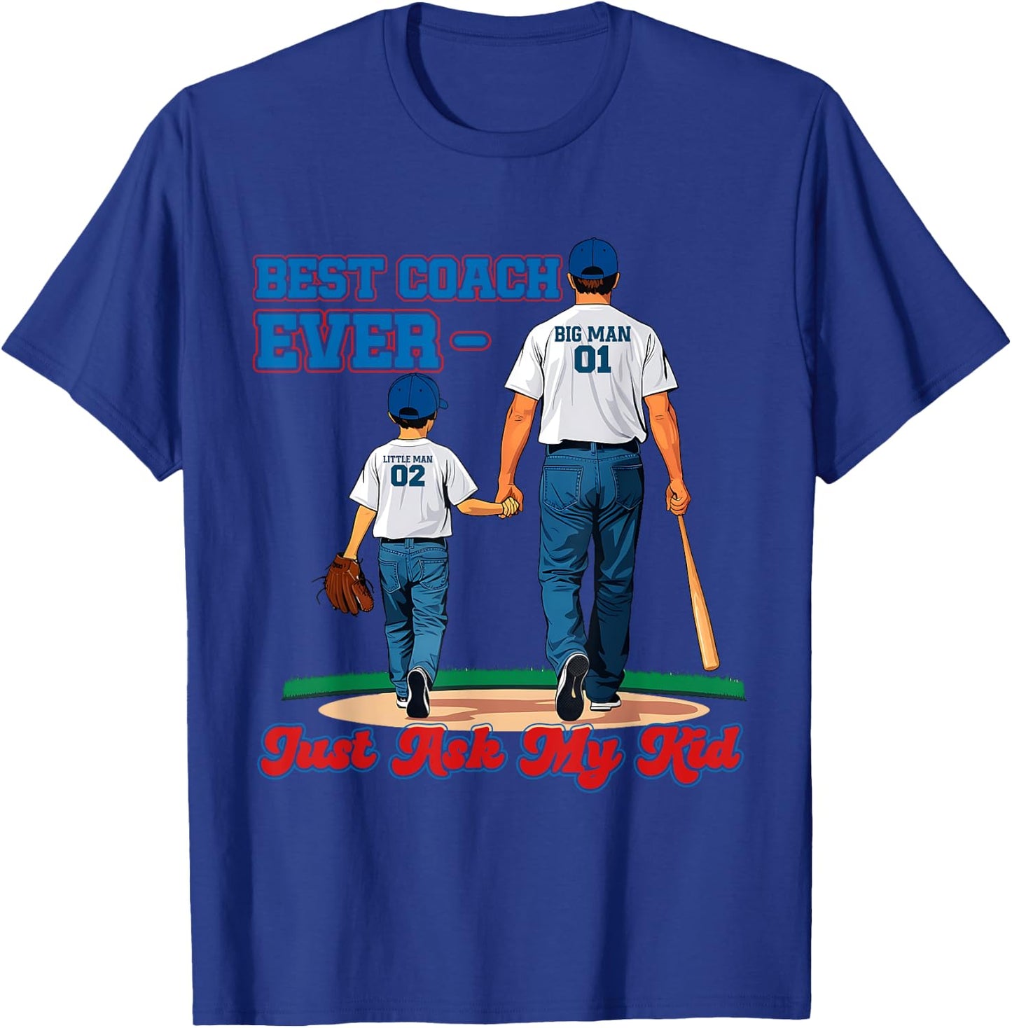 Best Coach Ever Fathers Day Baseball Dad Papa Sports Lover T-Shirt - T-Shirt | Royal