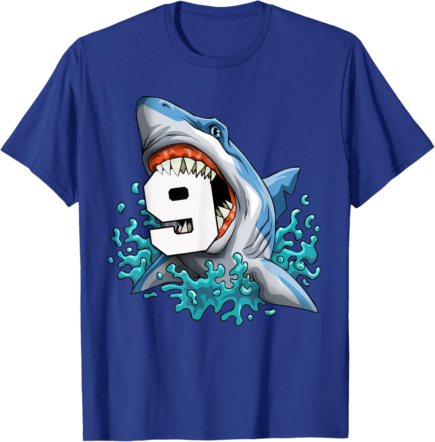 Kids Shark 9th Birthday Boys Funny Shark 9 yrs Old Birthday T-Shirt - T-Shirt | Royal