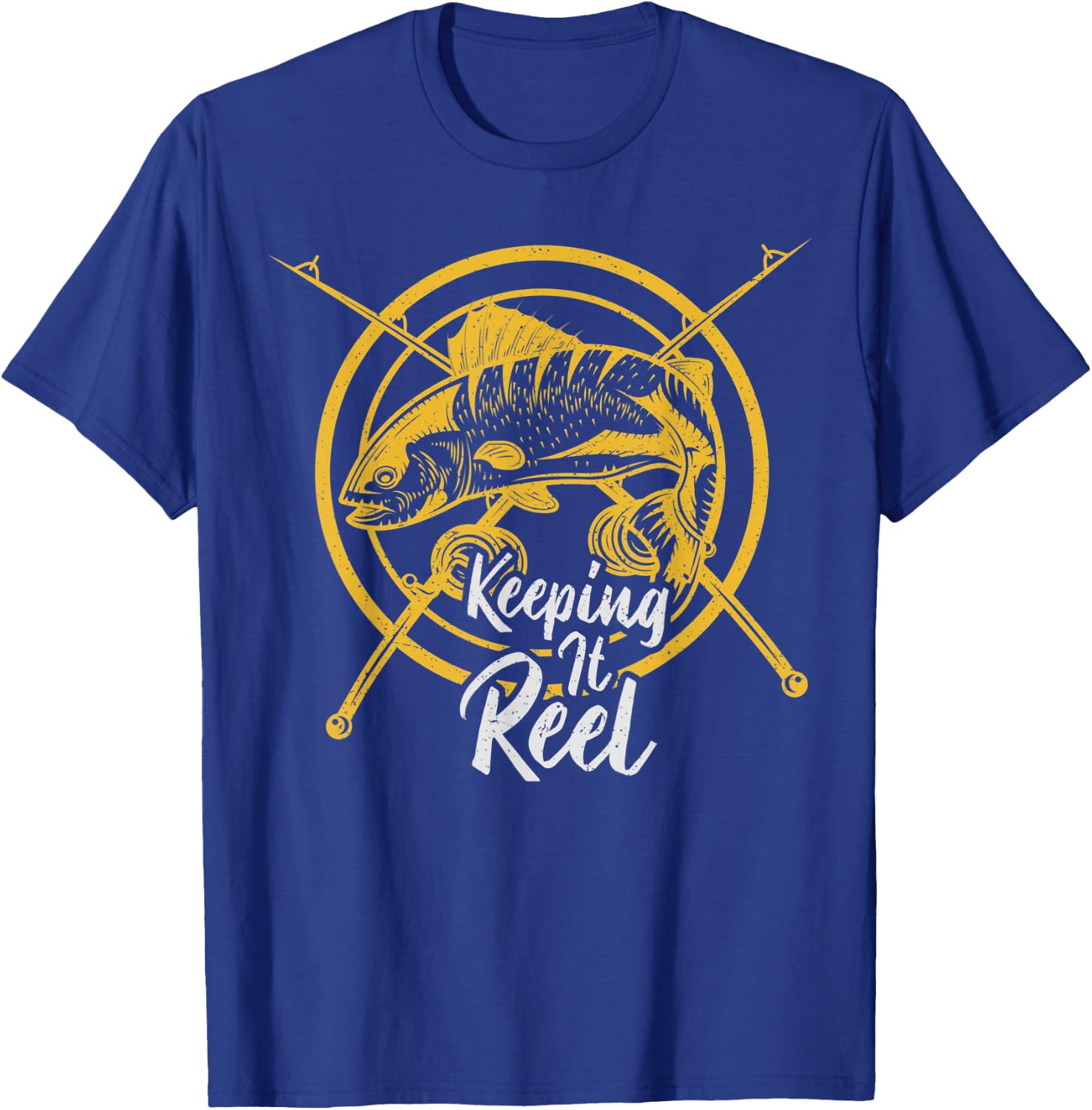 Vintage Retro Keeping It Reel Fishing T-Shirt - T-Shirt | Royal
