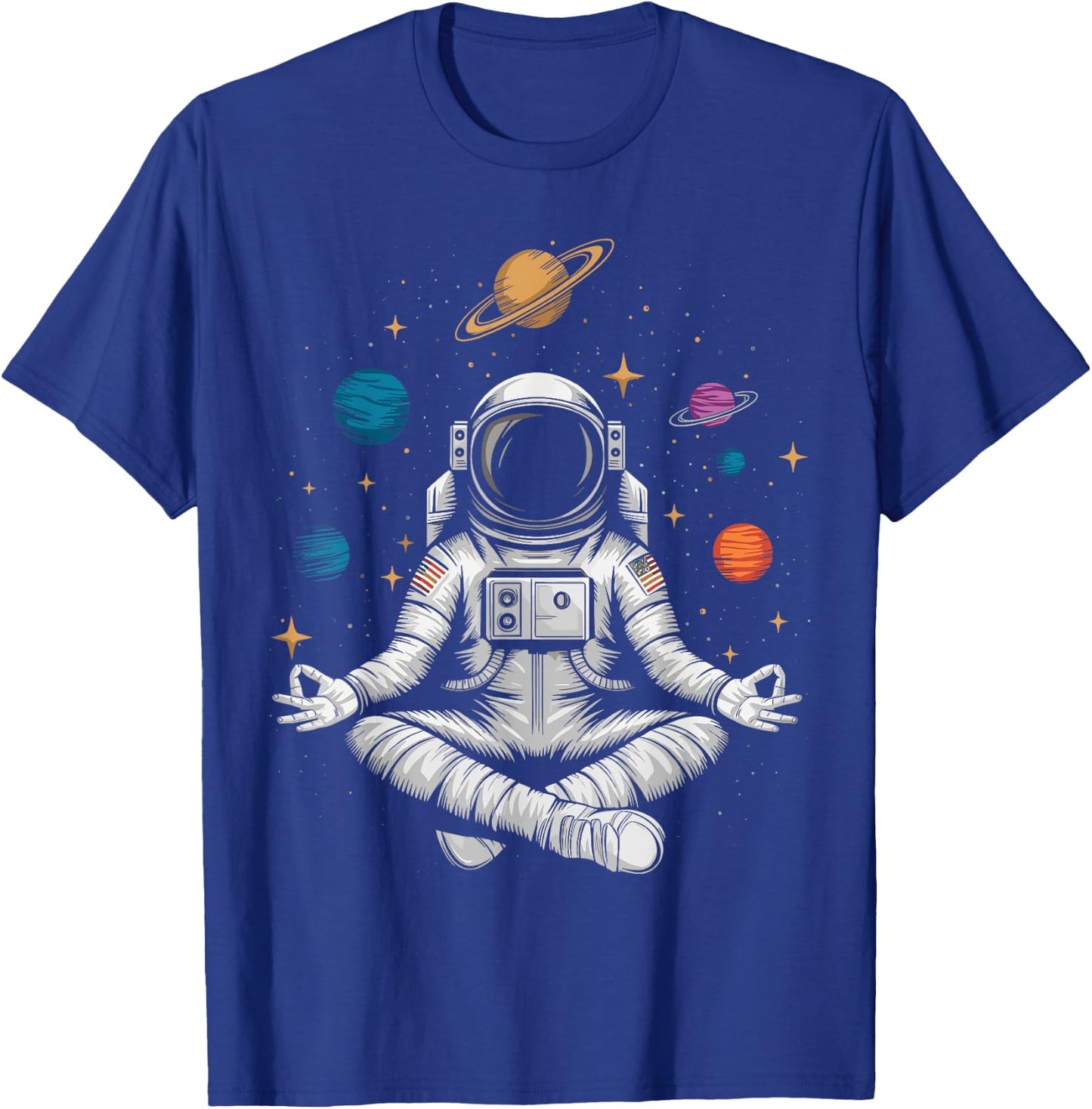 Yoga Astronaut Meditation Space T-Shirt - T-Shirt | Royal