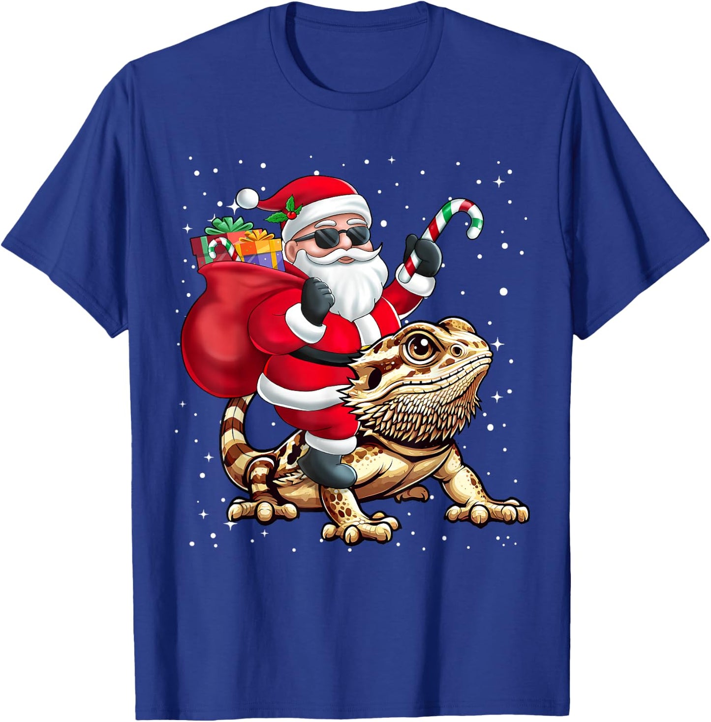 Santa Claus Riding A Bearded Dragons Christmas Boy Girl Kids T-Shirt - T-Shirt | Royal
