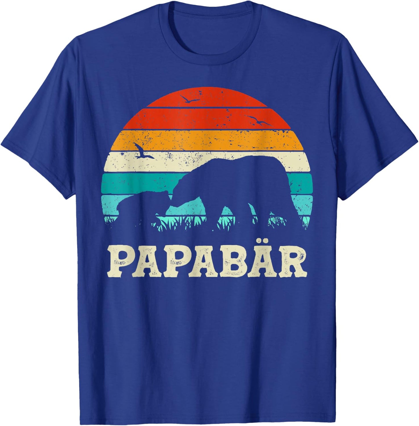 Herren Retro Vater Baby Sohn Tochter Bär Papa Vatertag T-Shirt - T-Shirt | Royal