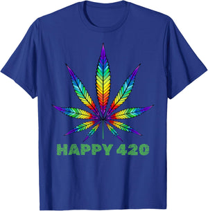Happy 420 Weed Cannabis Marijuana Lover Men Women Tie Dye T-Shirt - T-Shirt | Royal