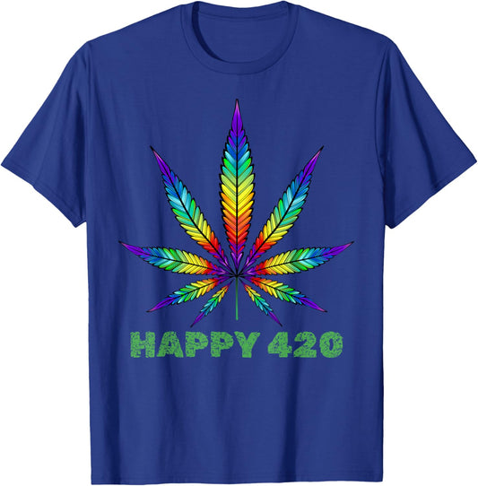 Happy 420 Weed Cannabis Marijuana Lover Men Women Tie Dye T-Shirt - T-Shirt | Royal
