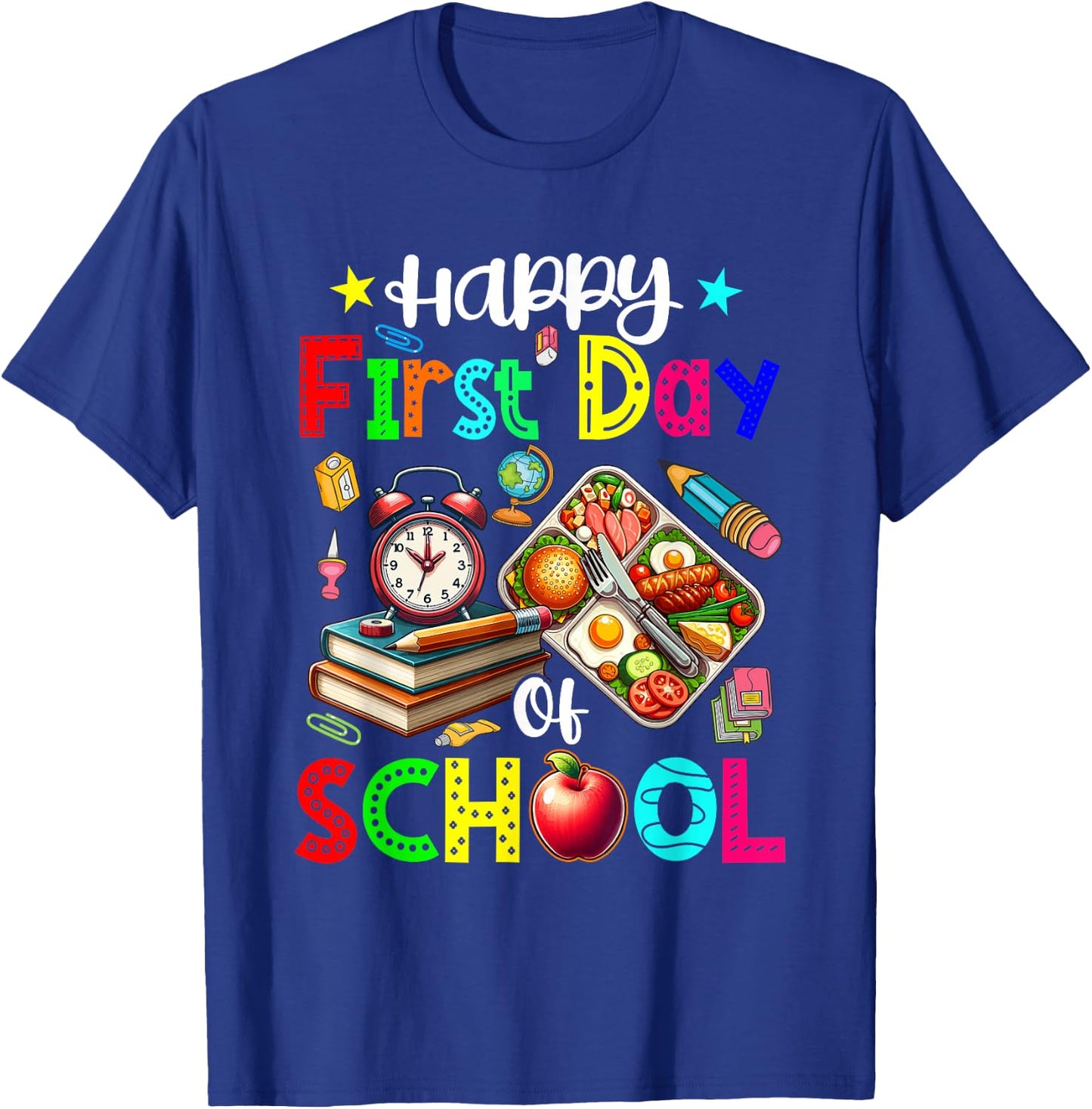 Happy First Day Of School Lunch Lady Job Costume Colorful T-Shirt - T-Shirt | Royal