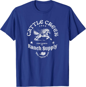 Cattle Creek Vintage Running Horse White Logo Graphic T-Shirt - T-Shirt | Royal