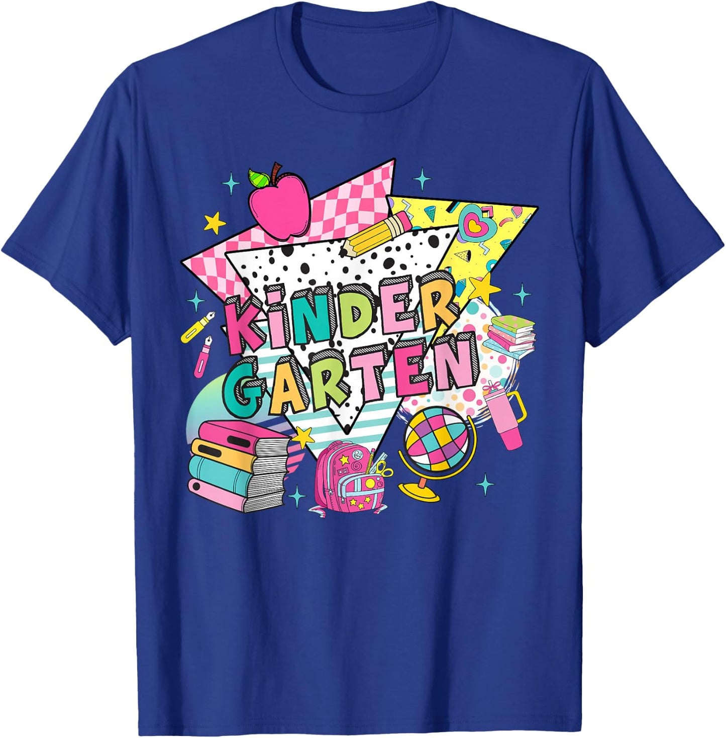 Kindergarten Teachers Students Retro 90s Back To School T-Shirt - T-Shirt | Royal