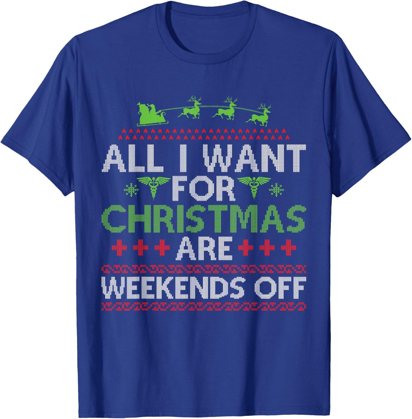 Christmas Santa Nurse Ugly Christmas Sweater T-Shirt - T-Shirt | Royal