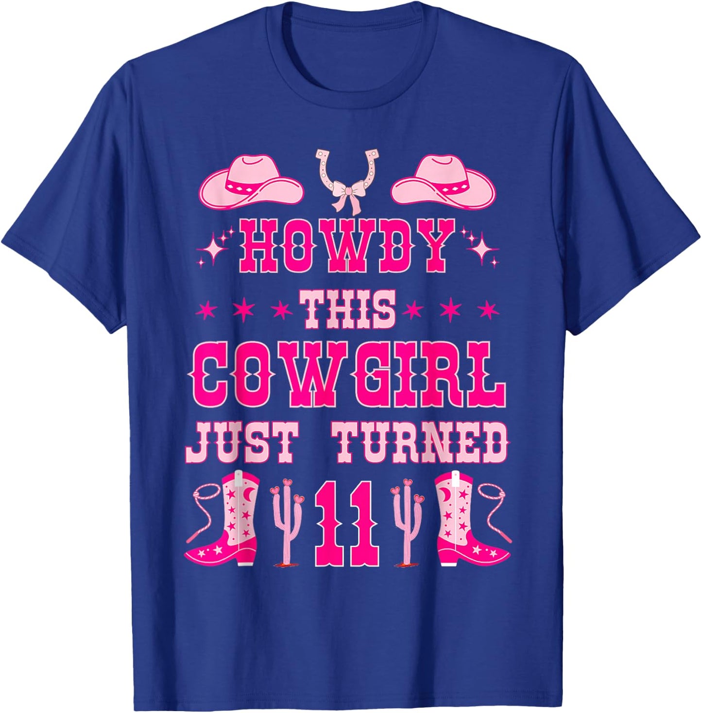 11yr Birthday Cowgirl Western 11Years Old Girl 11th Birthday T-Shirt - T-Shirt | Royal