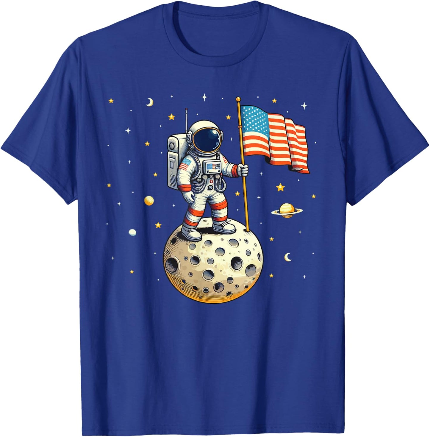 American Flag Astronaut Space 4th Of July Boy Toddlers T-Shirt - T-Shirt | Royal