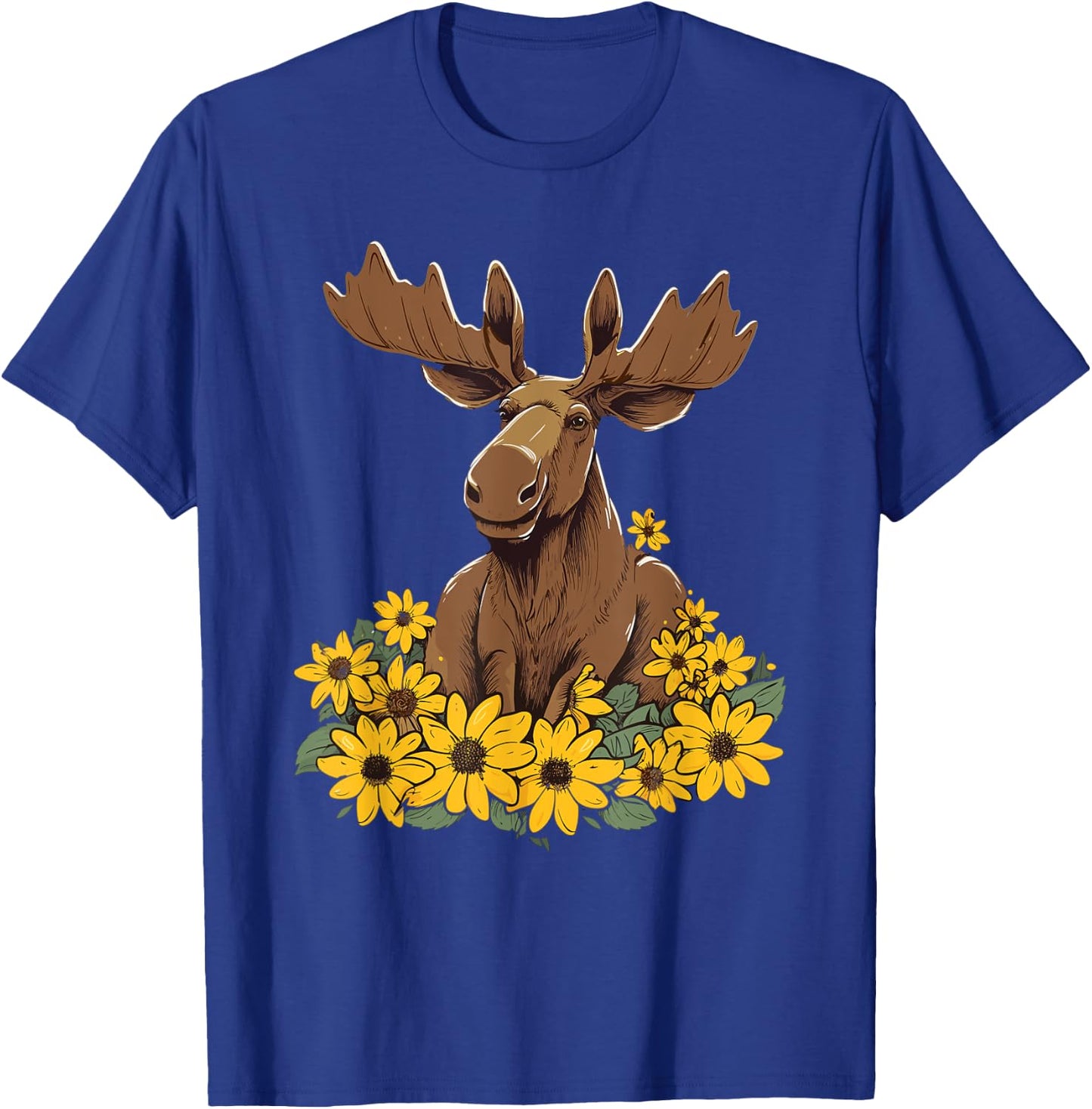 Moose Sunflower Moose Lovers Apparel Girls T-Shirt - T-Shirt | Royal