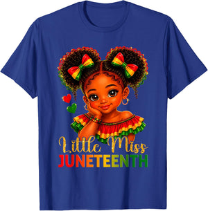 Little Miss Juneteenth Freedom Black Girl African American T-Shirt - T-Shirt | Royal