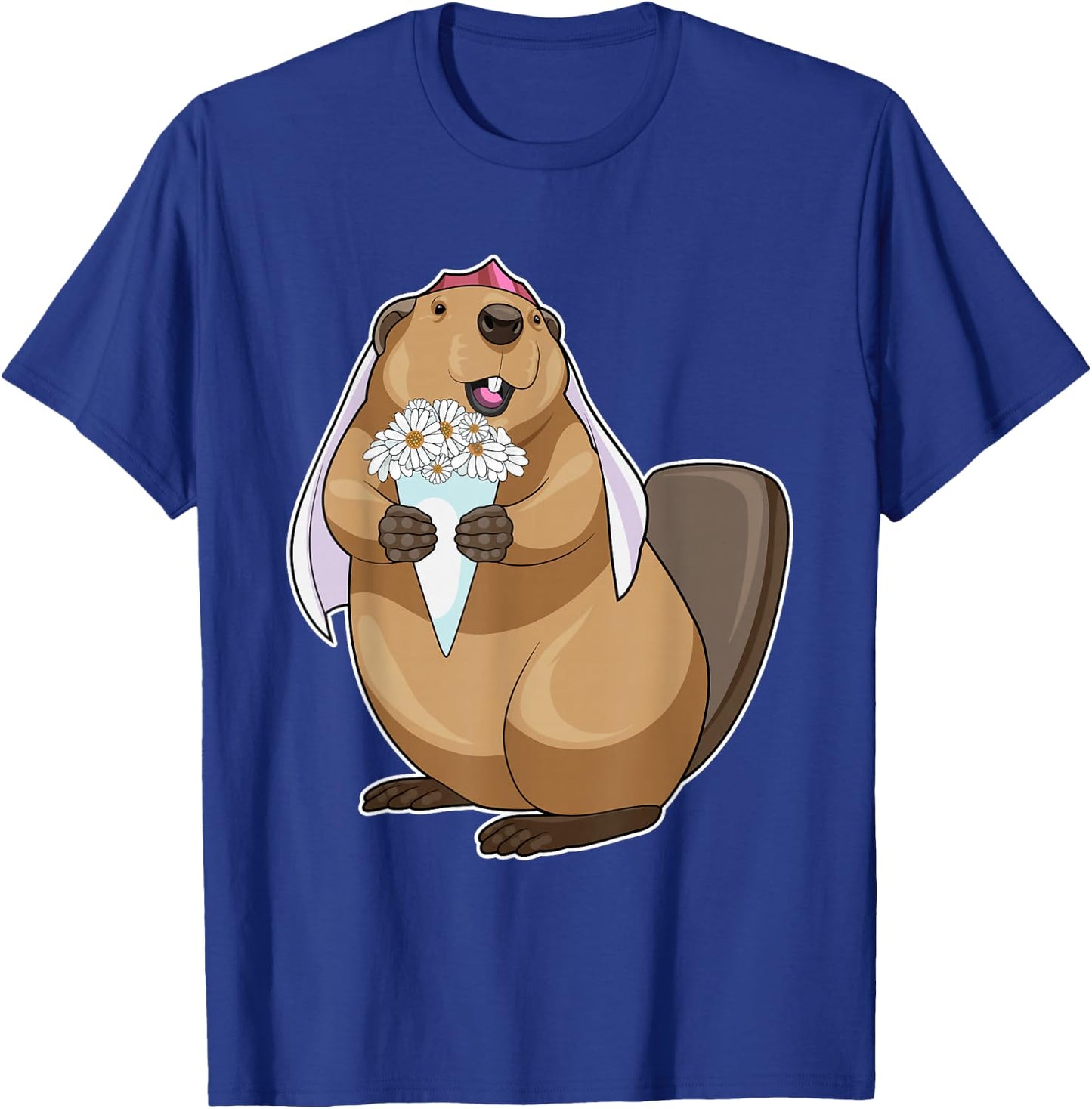 Beaver Bride Bridal bouquet Wedding T-Shirt - T-Shirt | Royal