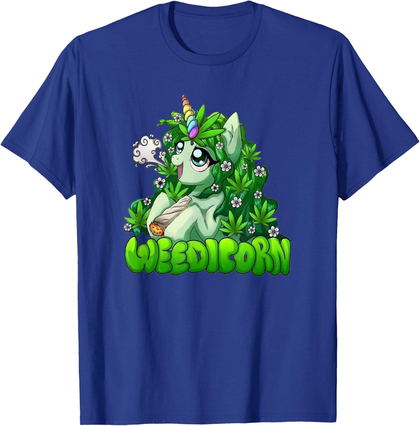 Weedicorn 420 Day Marijuana Leaf Funny Unicorn T-Shirt - T-Shirt | Royal