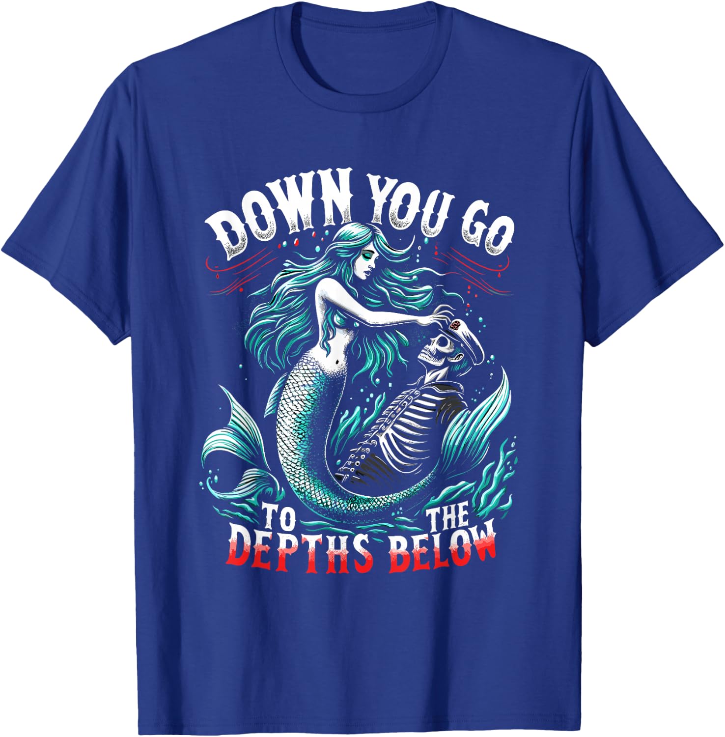 Spooky Sirens Horror Mermaid Creepy Mermaid Haunted Sea T-Shirt - T-Shirt | Royal